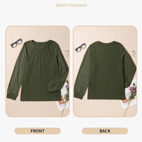 Olive Green Women's Top - Picture 2 of 3